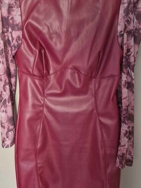 Women's Burgundy Faux Leather Dress